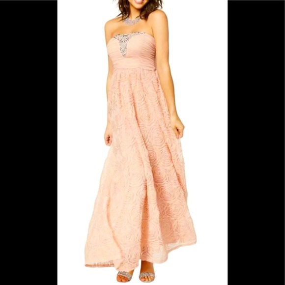 Women’s Formal Dress Size 7 Trixxi Floral Blush Pink Prom Party Bridesmaid Gown - Picture 1 of 8